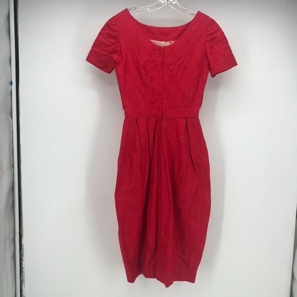 Vintage Wiggle Dress Homemade Vintage Red VLV Small Pin Up Rockabilly - Picture 5 of 6